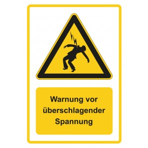 Aufkleber Warnzeichen Piktogramm & Text deutsch · Warnung vor überschlagender Spannung · gelb | stark haftend