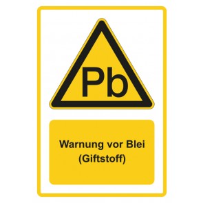 Aufkleber Warnzeichen Piktogramm & Text deutsch · Warnung vor Blei (Giftstoff) · gelb | stark haftend