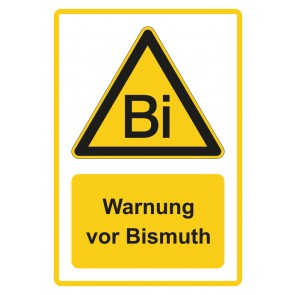 Magnetschild Warnzeichen Piktogramm & Text deutsch · Warnung vor Bismuth · gelb