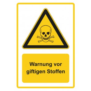 Schild Warnzeichen Piktogramm & Text deutsch · Warnung vor giftigen Stoffen · gelb | selbstklebend