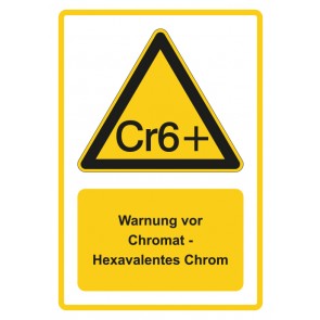 Schild Warnzeichen Piktogramm & Text deutsch · Warnung vor Chromat - Hexavalentes Chrom · gelb | selbstklebend
