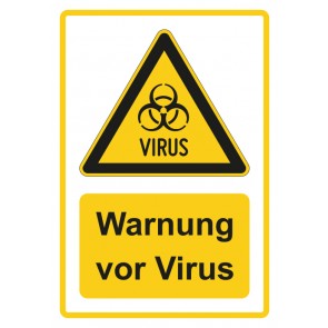 Magnetschild Warnzeichen Piktogramm & Text deutsch · Warnung vor Virus · gelb