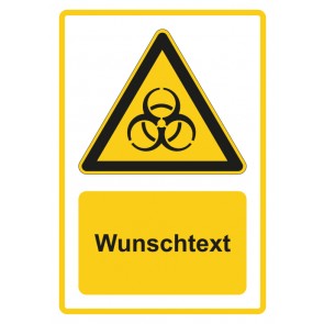 Aufkleber Warnzeichen Piktogramm & Text deutsch · Warnung vor Biohazard-Virus Wunschtext · gelb