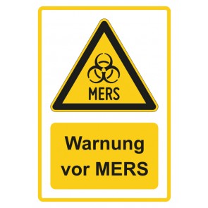 Aufkleber Warnzeichen Piktogramm & Text deutsch · Warnung vor MERS · gelb