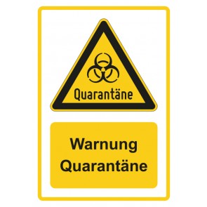 Schild Warnzeichen Piktogramm & Text deutsch · Warnung Quarantäne · gelb