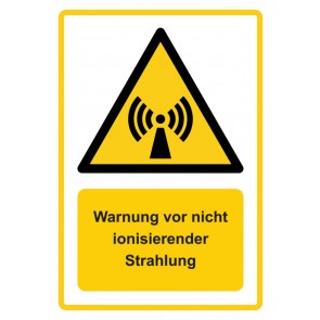 Schild Warnzeichen Piktogramm & Text deutsch · Warnung vor nicht ionisierender Strahlung · ISO_7010_W005 · gelb