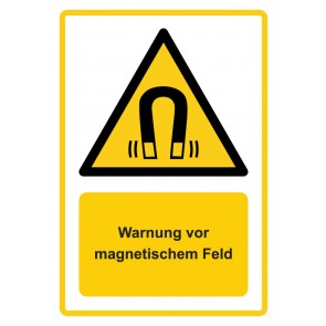 Aufkleber Warnzeichen Piktogramm & Text deutsch · Warnung vor magnetischem Feld · ISO_7010_W006 · gelb | stark haftend