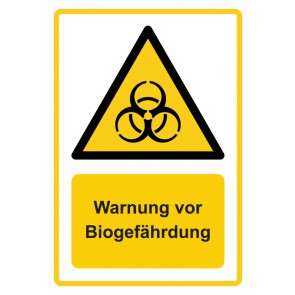 Schild Warnzeichen Piktogramm & Text deutsch · Warnung vor Biogefährdung · ISO_7010_W009 · gelb | selbstklebend