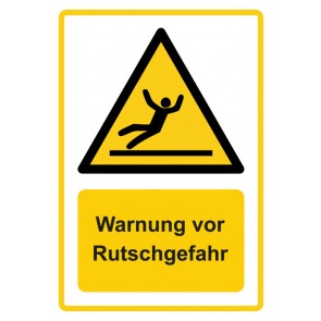 Aufkleber Warnzeichen Piktogramm & Text deutsch · Warnung vor Rutschgefahr · ISO_7010_W011 · gelb
