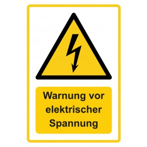 Magnetschild Warnzeichen Piktogramm & Text deutsch · Warnung vor elektrischer Spannung · ISO_7010_W012 · gelb