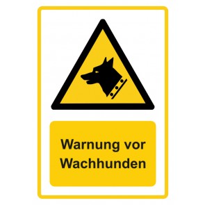 Magnetschild Warnzeichen Piktogramm & Text deutsch · Warnung vor Wachhunden · ISO_7010_W013 · gelb