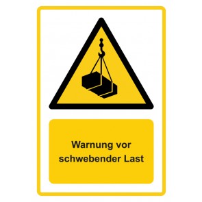 Schild Warnzeichen Piktogramm & Text deutsch · Warnung vor schwebender Last · ISO_7010_W015 · gelb | selbstklebend