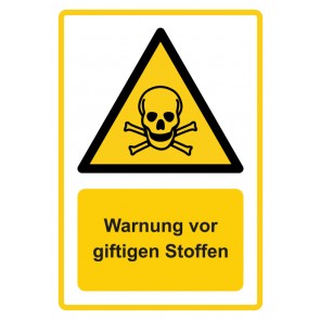Schild Warnzeichen Piktogramm & Text deutsch · Warnung vor giftigen Stoffen · ISO_7010_W016 · gelb