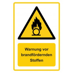 Aufkleber Warnzeichen Piktogramm & Text deutsch · Warnung vor brandfördernden Stoffen · ISO_7010_W028 · gelb | stark haftend