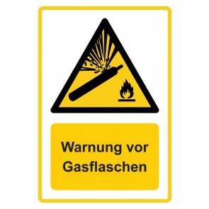 Aufkleber Warnzeichen Piktogramm & Text deutsch · Warnung vor Gasflaschen · ISO_7010_W029 · gelb | stark haftend