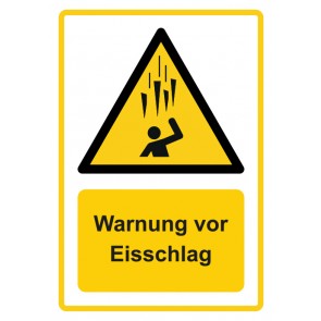 Aufkleber Warnzeichen Piktogramm & Text deutsch · Warnung vor Eisschlag · ISO_7010_W039 · gelb