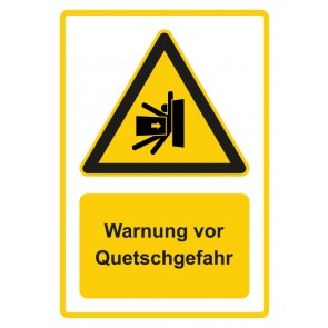 Aufkleber Warnzeichen Piktogramm & Text deutsch · Warnung vor Quetschgefahr · gelb