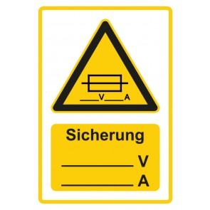Magnetschild Warnzeichen Piktogramm & Text deutsch · Hinweiszeichen Sicherung · gelb