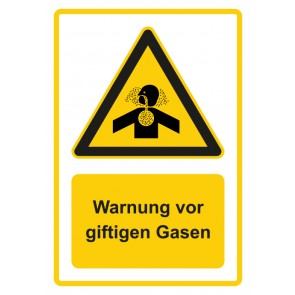 Aufkleber Warnzeichen Piktogramm & Text deutsch · Warnung vor giftigen Gasen · gelb