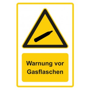 Schild Warnzeichen Piktogramm & Text deutsch · Warnung vor Gasflaschen · gelb | selbstklebend