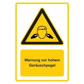 Magnetschild Warnzeichen Piktogramm & Text deutsch · Warnung vor hohem Geräuschpegel · gelb