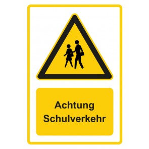 Magnetschild Warnzeichen Piktogramm & Text deutsch · Hinweiszeichen Achtung Schulverkehr · gelb