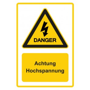 Aufkleber Warnzeichen Piktogramm & Text deutsch · Hinweiszeichen Achtung Hochspannung · gelb | stark haftend
