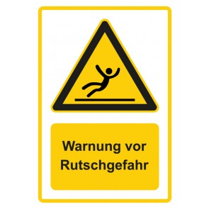 Aufkleber Warnzeichen Piktogramm & Text deutsch · Warnung vor Rutschgefahr · gelb | stark haftend