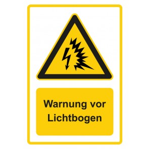 Aufkleber Warnzeichen Piktogramm & Text deutsch · Warnung vor Lichtbogen · gelb