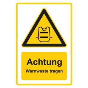 Magnetschild Warnzeichen Piktogramm & Text deutsch · Hinweiszeichen Achtung, Warnweste tragen · gelb