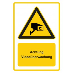 Aufkleber Warnzeichen Piktogramm & Text deutsch · Hinweiszeichen Achtung Videoüberwachung · gelb
