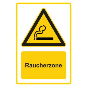Schild Warnzeichen Piktogramm & Text deutsch · Hinweiszeichen Raucherzone · gelb | selbstklebend