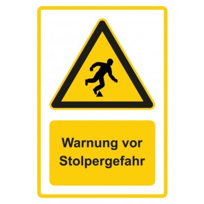 Magnetschild Warnzeichen Piktogramm & Text deutsch · Warnung vor Stolpergefahr · gelb