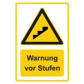 Schild Warnzeichen Piktogramm & Text deutsch · Warnung vor Stufen · gelb | selbstklebend