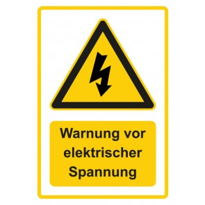 Schild Warnzeichen Piktogramm & Text deutsch · Warnung vor elektrischer Spannung · gelb