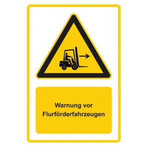 Schild Warnzeichen Piktogramm & Text deutsch · Warnung vor Flurförderzeugen · gelb | selbstklebend