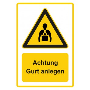 Aufkleber Warnzeichen Piktogramm & Text deutsch · Hinweiszeichen Achtung, Gurt anlegen · gelb