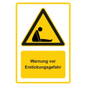 Magnetschild Warnzeichen Piktogramm & Text deutsch · Warnung vor Erstickungsgefahr · gelb