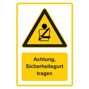 Aufkleber Warnzeichen Piktogramm & Text deutsch · Hinweiszeichen Achtung, Sicherheitsgurt tragen · gelb | stark haftend