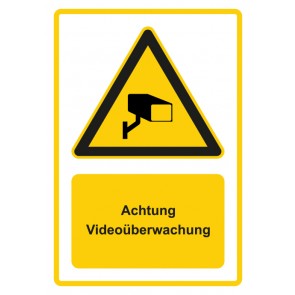 Schild Warnzeichen Piktogramm & Text deutsch · Hinweiszeichen Achtung Videoüberwachung · gelb