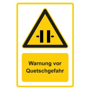 Magnetschild Warnzeichen Piktogramm & Text deutsch · Warnung vor Quetschgefahr · gelb