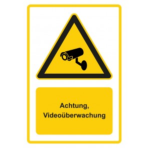 Schild Warnzeichen Piktogramm & Text deutsch · Hinweiszeichen Achtung, Videoüberwachung · gelb