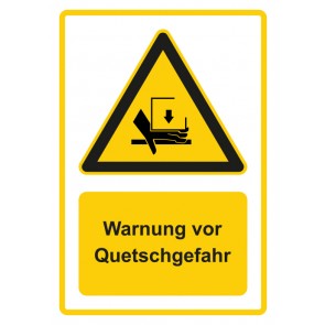 Aufkleber Warnzeichen Piktogramm & Text deutsch · Warnung vor Quetschgefahr · gelb | stark haftend