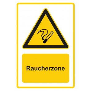 Schild Warnzeichen Piktogramm & Text deutsch · Hinweiszeichen Raucherzone · gelb