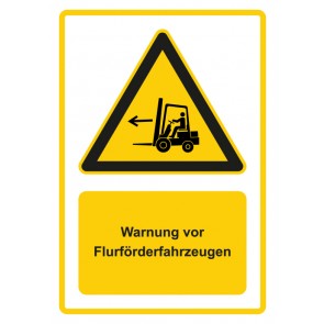 Schild Warnzeichen Piktogramm & Text deutsch · Warnung vor Flurförderzeugen · gelb | selbstklebend