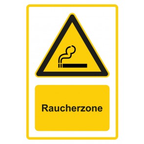 Aufkleber Warnzeichen Piktogramm & Text deutsch · Hinweiszeichen Raucherzone · gelb | stark haftend