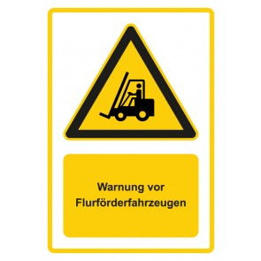 Schild Warnzeichen Piktogramm & Text deutsch · Warnung vor Flurförderfahrzeugen · gelb | selbstklebend