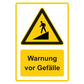 Aufkleber Warnzeichen Piktogramm & Text deutsch · Warnung vor Gefälle · gelb