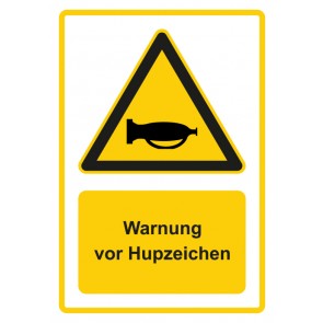 Magnetschild Warnzeichen Piktogramm & Text deutsch · Warnung vor Hupzeichen · gelb