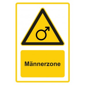 Schild Warnzeichen Piktogramm & Text deutsch · Hinweiszeichen Männer Zone · gelb